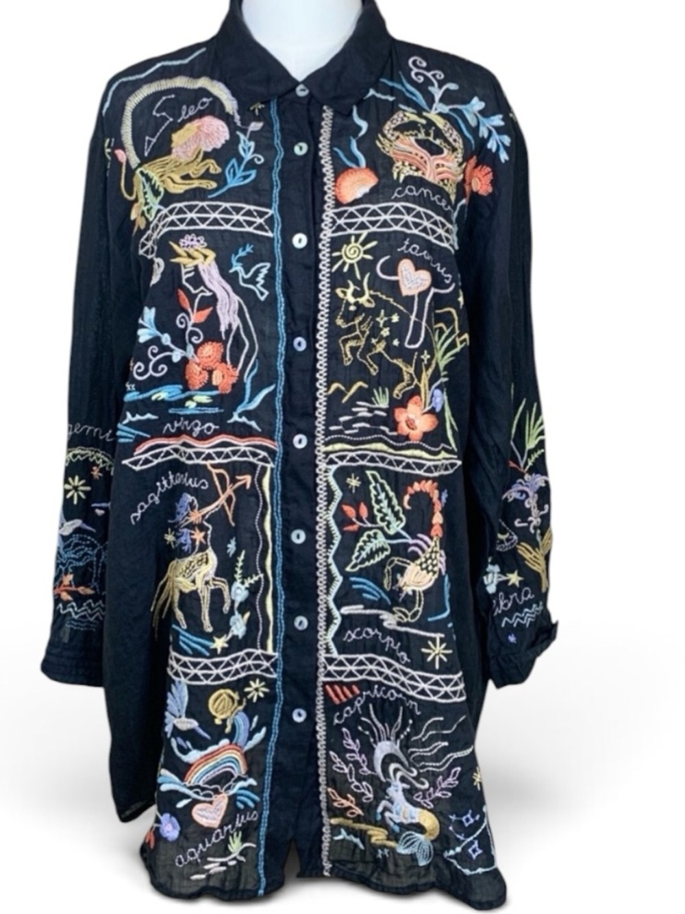 Johnny Was Zodiac Heavily Embroidered Astrology tunic NWT RARE